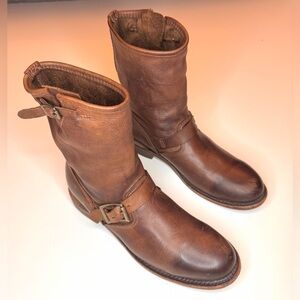Vintage Shoe Company Women’s Brown Leather Engineer Biker Boots Size- 8.5 M